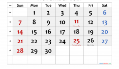 Free Printable November 2021 Calendar with Holidays