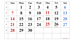 Printable November 2021 Calendar with Holidays
