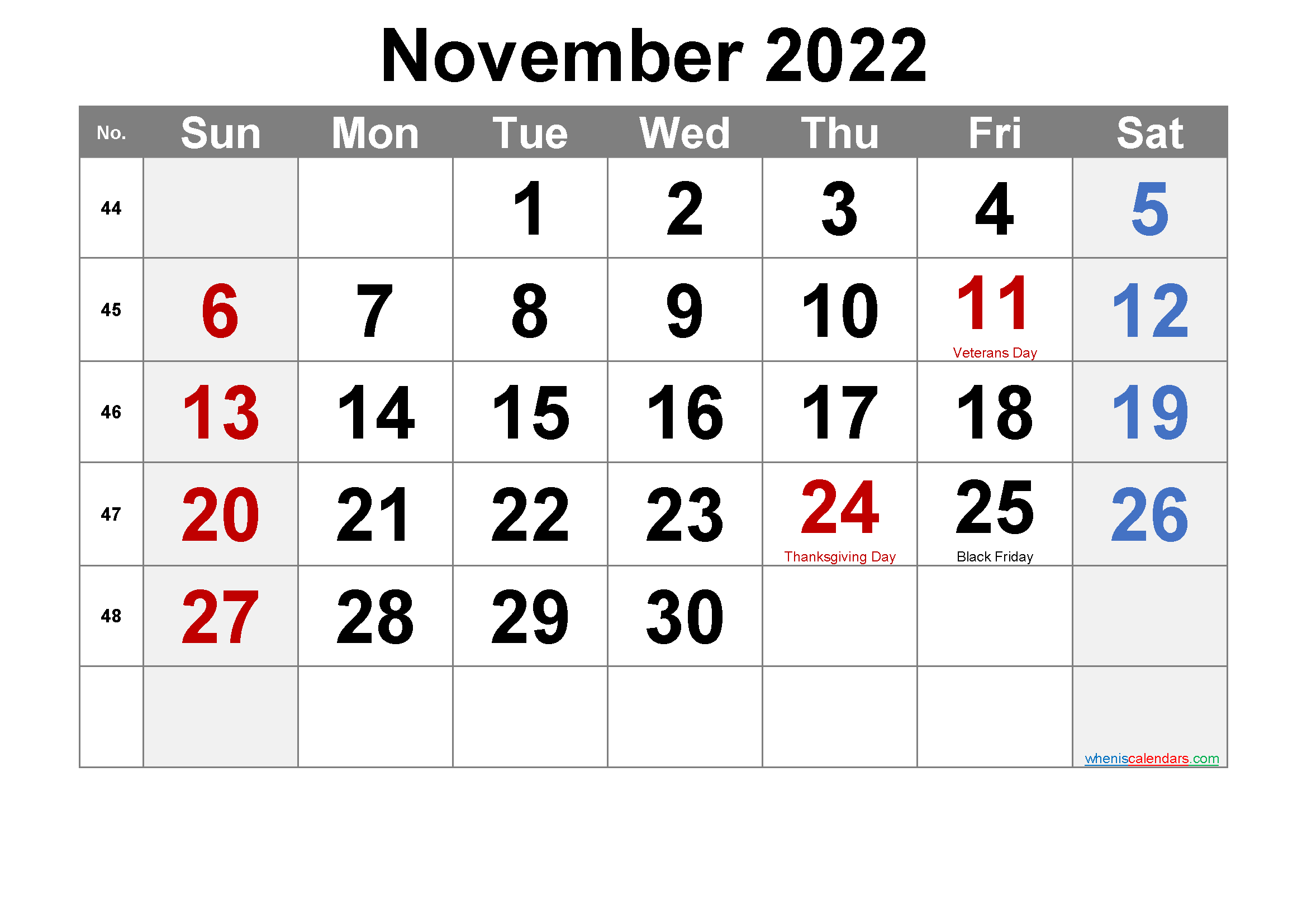 Free Cute Printable Calendar November 2022