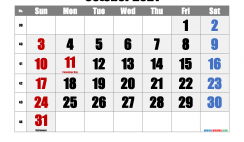October 2021 Printable Calendar with Holidays
