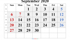 Free September 2020 Calendar Printable