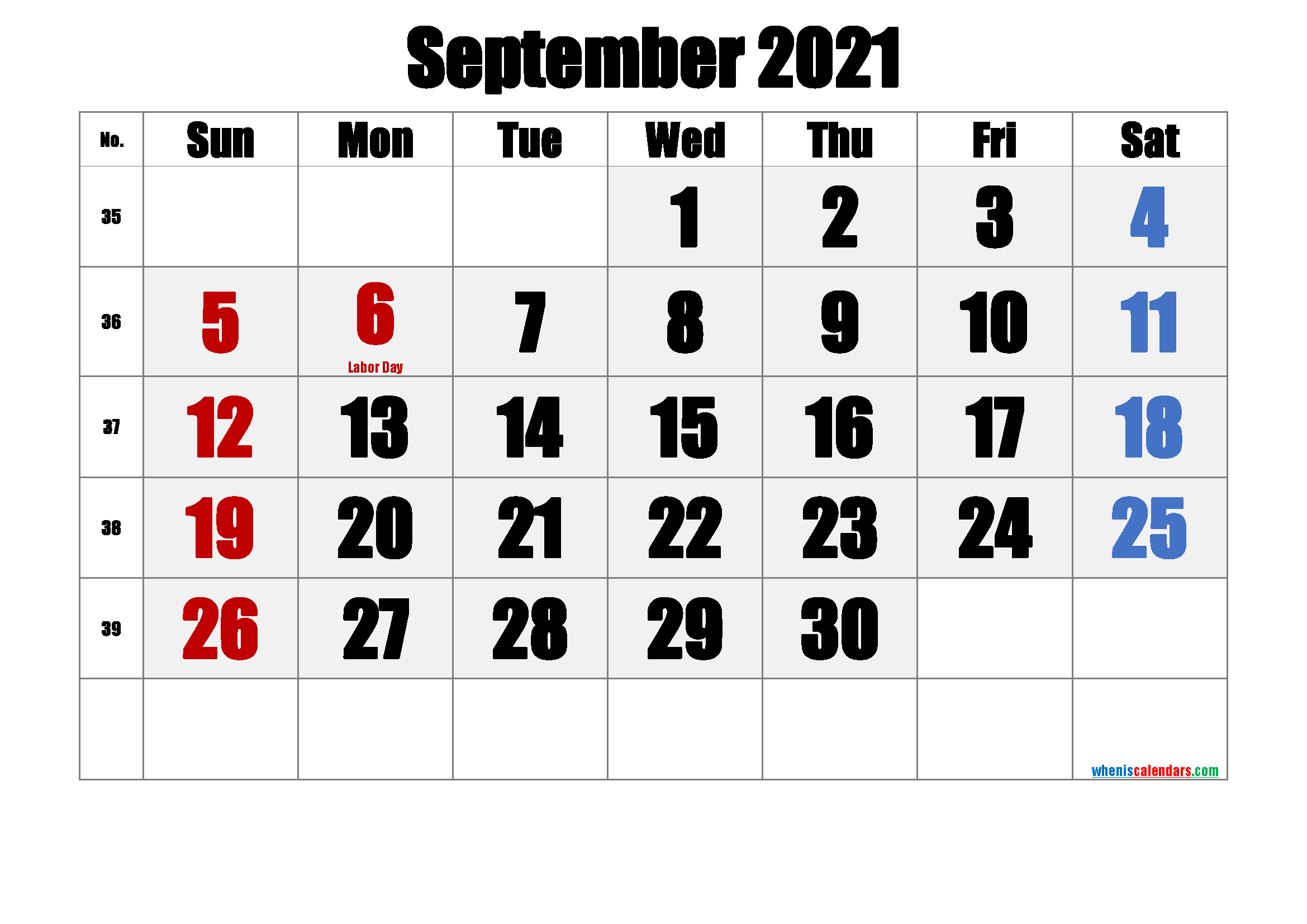September 2021 Free Printable Calendar With Holidays ...