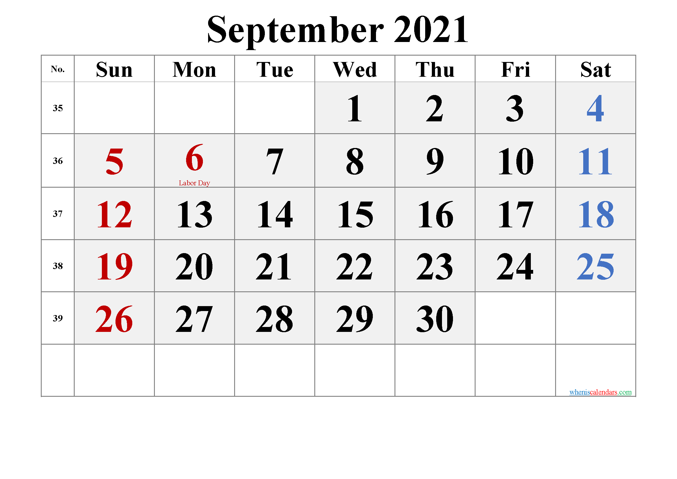 Free SEPTEMBER 2021 Calendar Printable