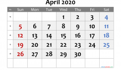 Free Printable 2020 April  Calendar