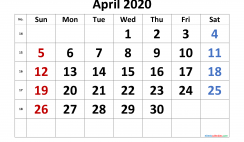 Free April 2020 Calendar with Week Numbers