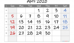 Free Printable 2020 April  Calendar