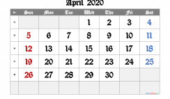Free Printable Calendar 2020 April