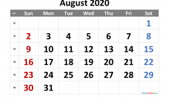 Free Printable Calendar 2020 August