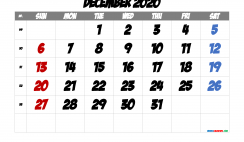 Free Printable Calendar 2020 December