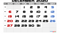Printable December 2020 Calendar