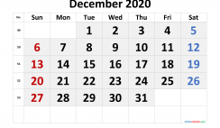 Free Printable December 2020 Calendar with Week Numbers