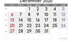 Free December 2020 Calendar with Week Numbers