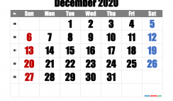 Printable December 2020 Calendar with Week Numbers