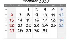 Free Printable 2020 December  Calendar