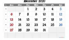 Free Printable Calendar 2020 December