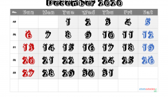 Free Printable 2020 December  Calendar