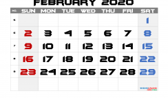 Printable Calendar 2020 February