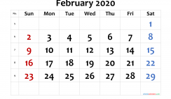 Printable Calendar 2020 February