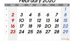 Free February 2020 Calendar with Week Numbers