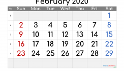 Free Printable Calendar 2020 February