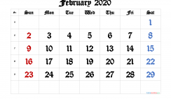 Free Printable 2020 February  Calendar