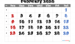 Free Printable February 2020 Calendar with Week Numbers