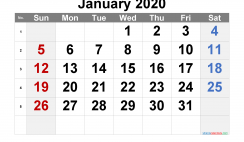 Free January 2020 Calendar with Week Numbers