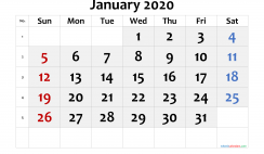 Free Printable Calendar 2020 January