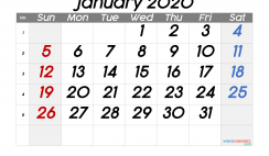 Free January 2020 Calendar with Week Numbers