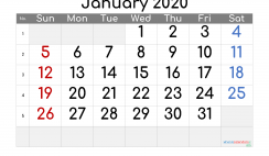 Free Printable Calendar 2020 January