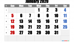 Free Printable January 2020 Calendar with Week Numbers