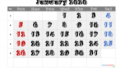 Free Printable 2020 January  Calendar