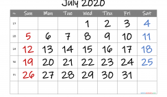 Free Printable Calendar 2020 July