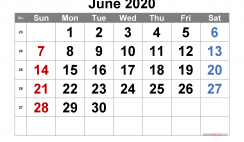 Printable June 2020 Calendar with Week Numbers