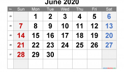 Free June 2020 Calendar with Week Numbers