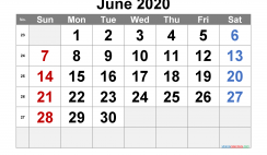 Free Printable June 2020 Calendar with Week Numbers