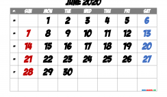 Free Printable Calendar 2020 June