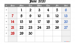 Printable Calendar 2020 June