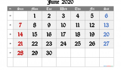 Free June 2020 Calendar with Week Numbers