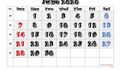 Free Printable Calendar 2020 June