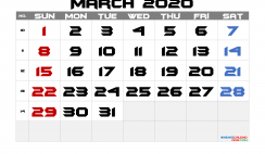 Free Printable Calendar 2020 March