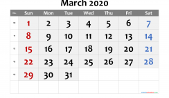 Free Printable 2020 March  Calendar