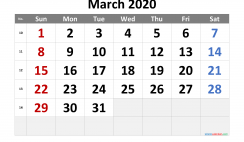 Printable March 2020 Calendar with Week Numbers