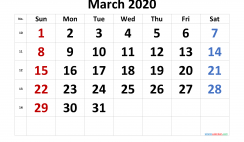 Free March 2020 Calendar with Week Numbers