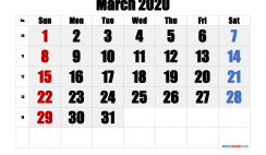Free Printable March 2020 Calendar