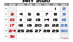 Printable Calendar 2020 May