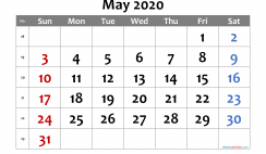 Free Printable May 2020 Calendar with Week Numbers