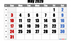 Free May 2020 Calendar with Week Numbers
