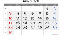 Printable May 2020 Calendar