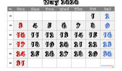 Free Printable 2020 May  Calendar
